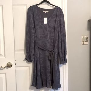 Beautiful Blue-Gray LOFT Plus Jacquard Dress 18 18W NWT